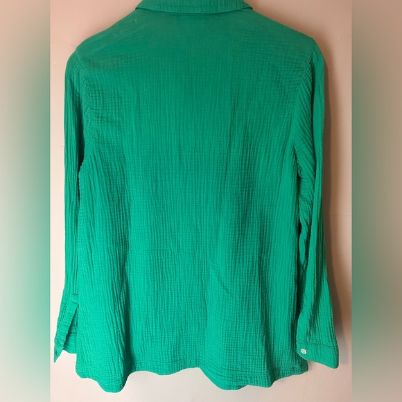 J. Jill Green 100% Cotton Gauze Split Hem Button Down Tunic Size S Coastal - Picture 8 of 12
